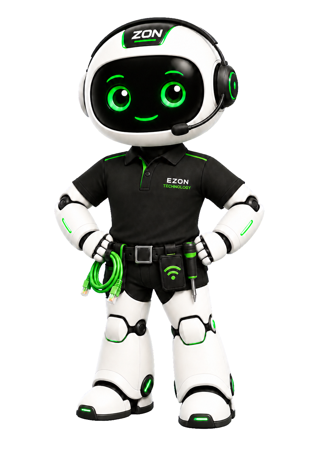 Zon, the Ezon AI Technology Specialist, standing with his hands on his hips